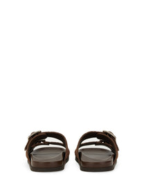 Gucci Men's Leather Slider Sandal Brown