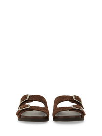Gucci Men's Leather Slider Sandal Brown