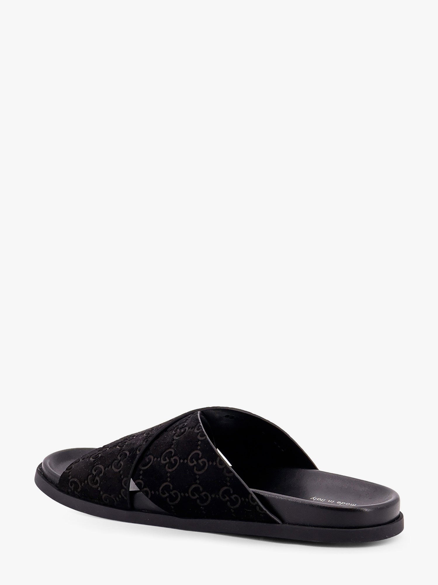 Gucci Leather Slides With All Over Gg Motif