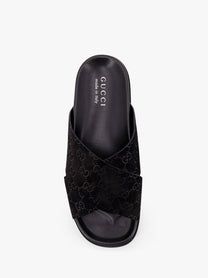 Gucci Leather Slides With All Over Gg Motif