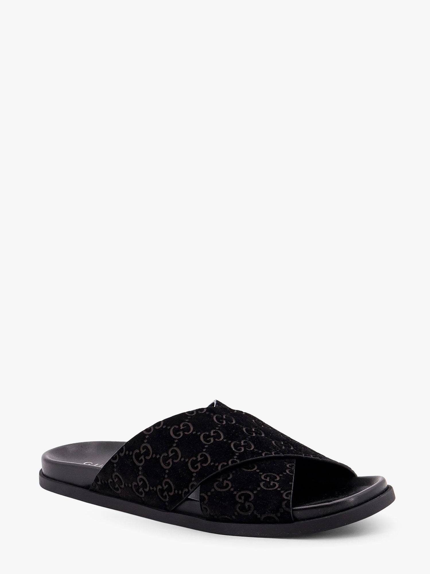 Gucci Leather Slides With All Over Gg Motif