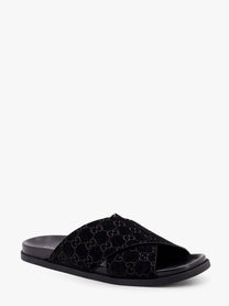 Gucci Leather Slides With All Over Gg Motif