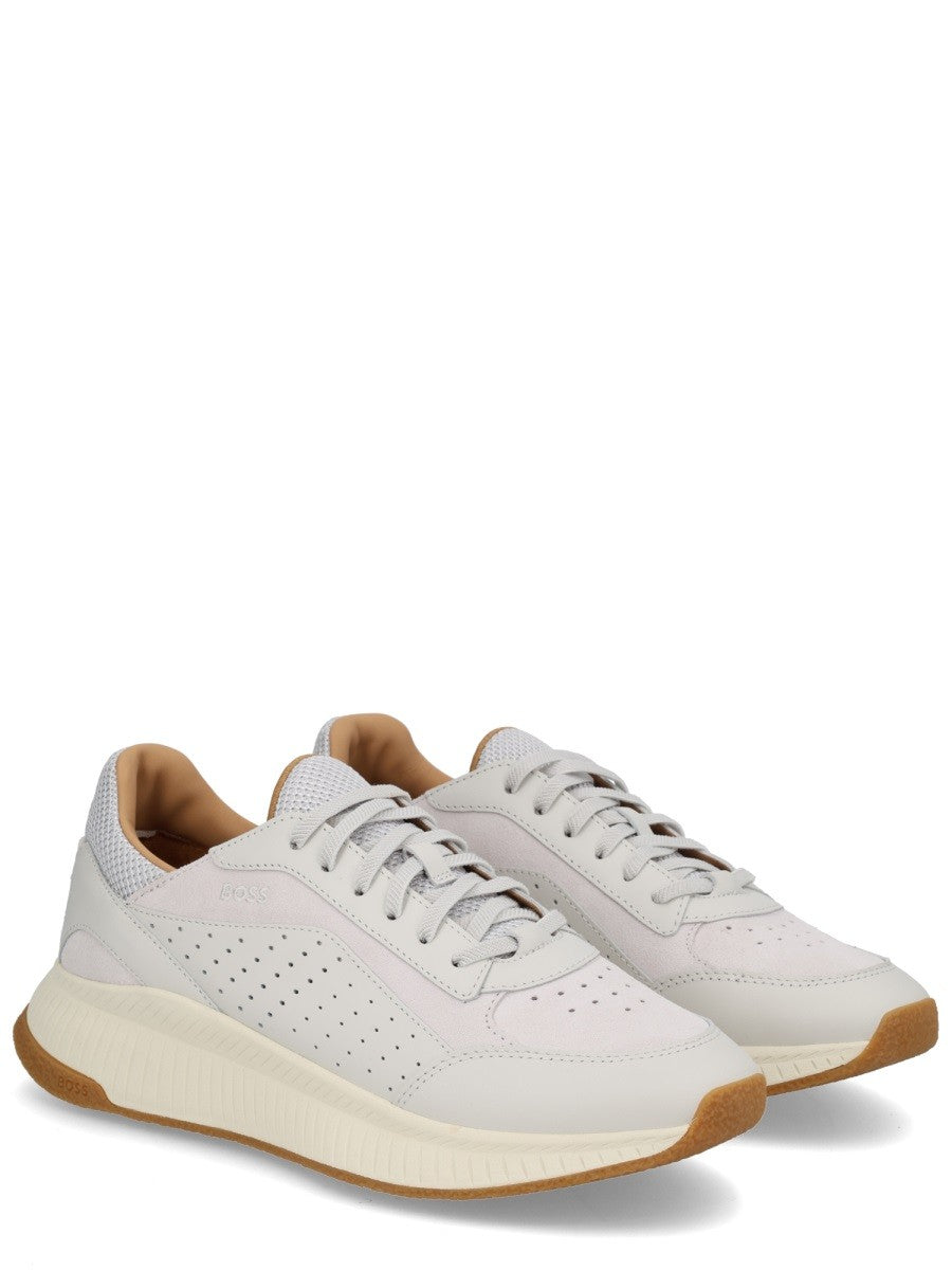 BOSS Men's Leather Sneaker Grey