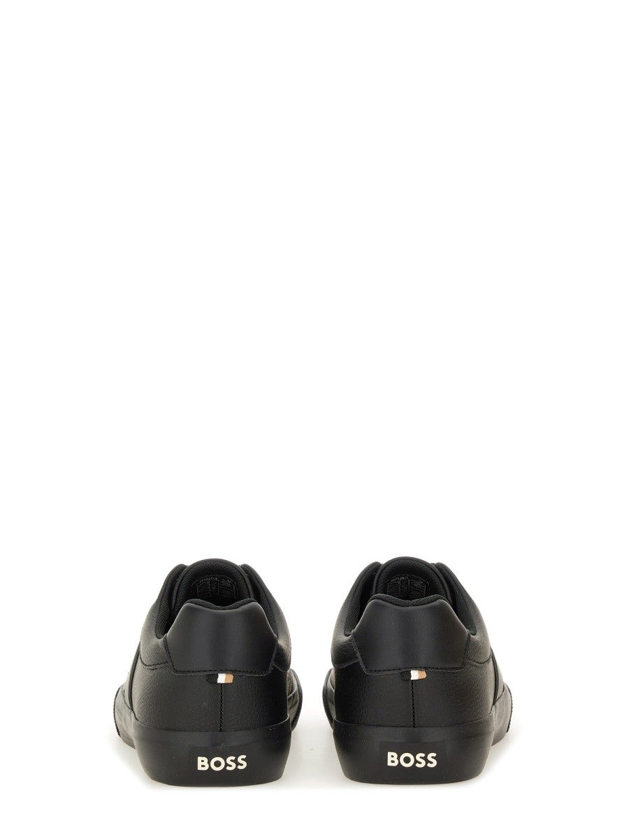 BOSS Men's Leather Sneaker Black