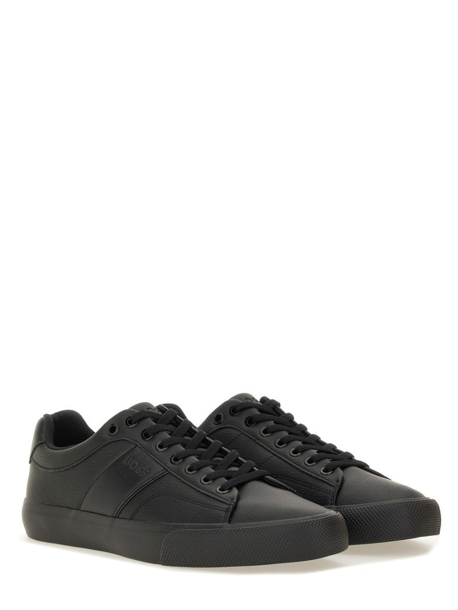 BOSS Men's Leather Sneaker Black