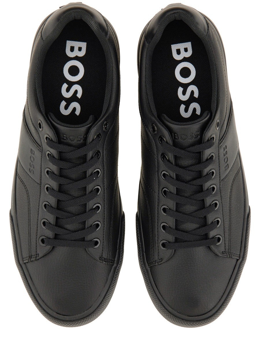 BOSS Men's Leather Sneaker Black