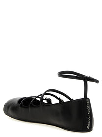 Alexander McQueen Leather Strap Ballet Flats Black