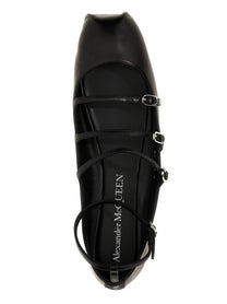 Alexander McQueen Leather Strap Ballet Flats Black