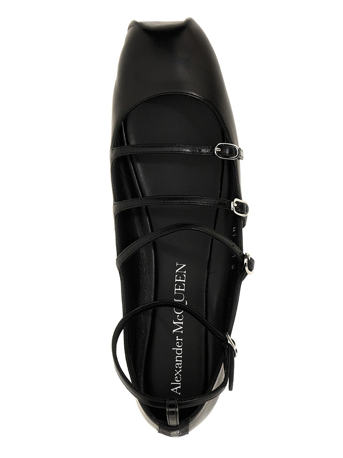 Alexander McQueen Leather Strap Ballet Flats Black, view 4
