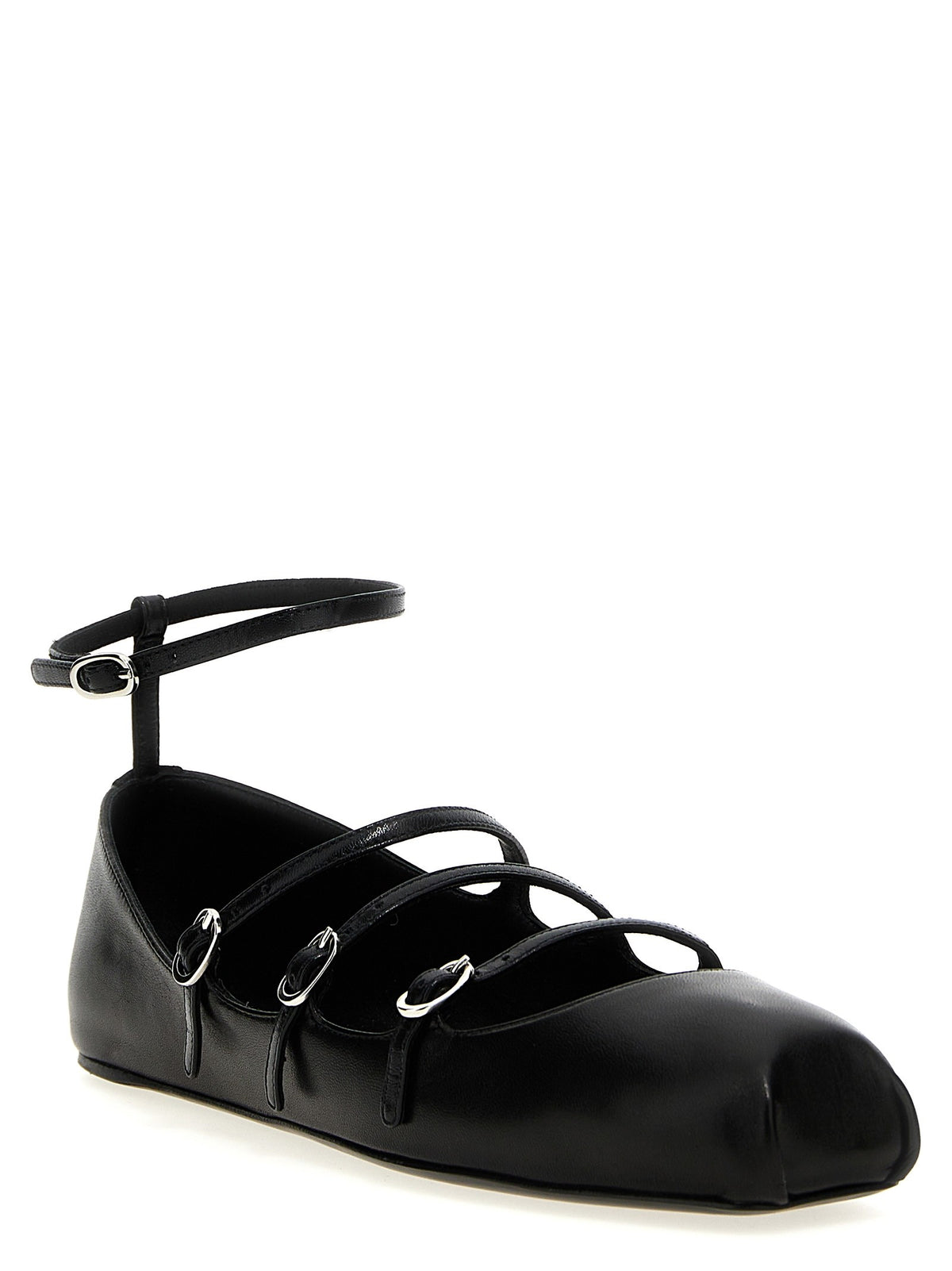 Alexander McQueen Leather Strap Ballet Flats Black