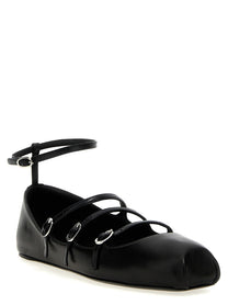 Alexander McQueen Leather Strap Ballet Flats Black