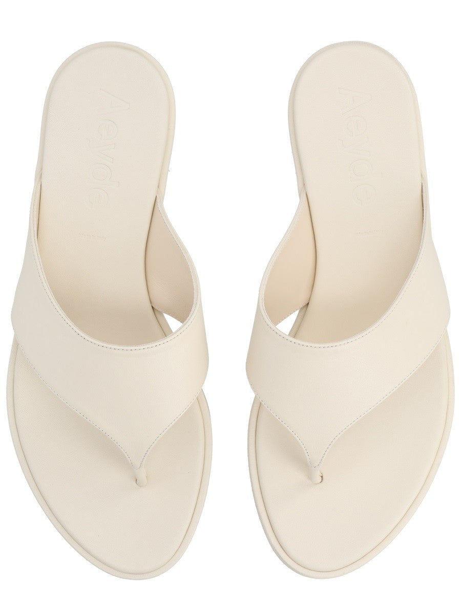 Aeyde Women's Leather Thong Sandal White