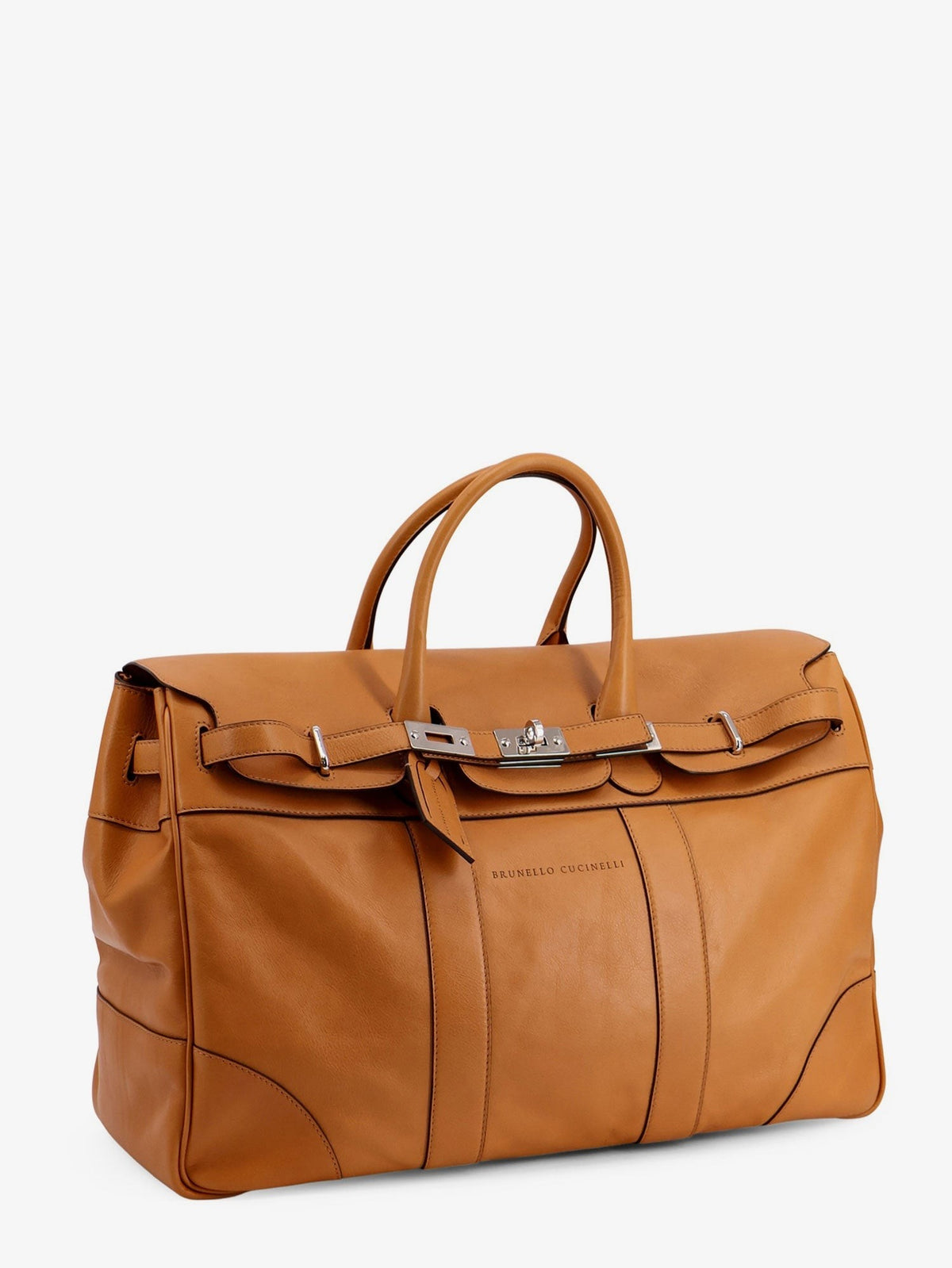 Brunello Cucinelli Men's Leather Travel Bag White, view 3