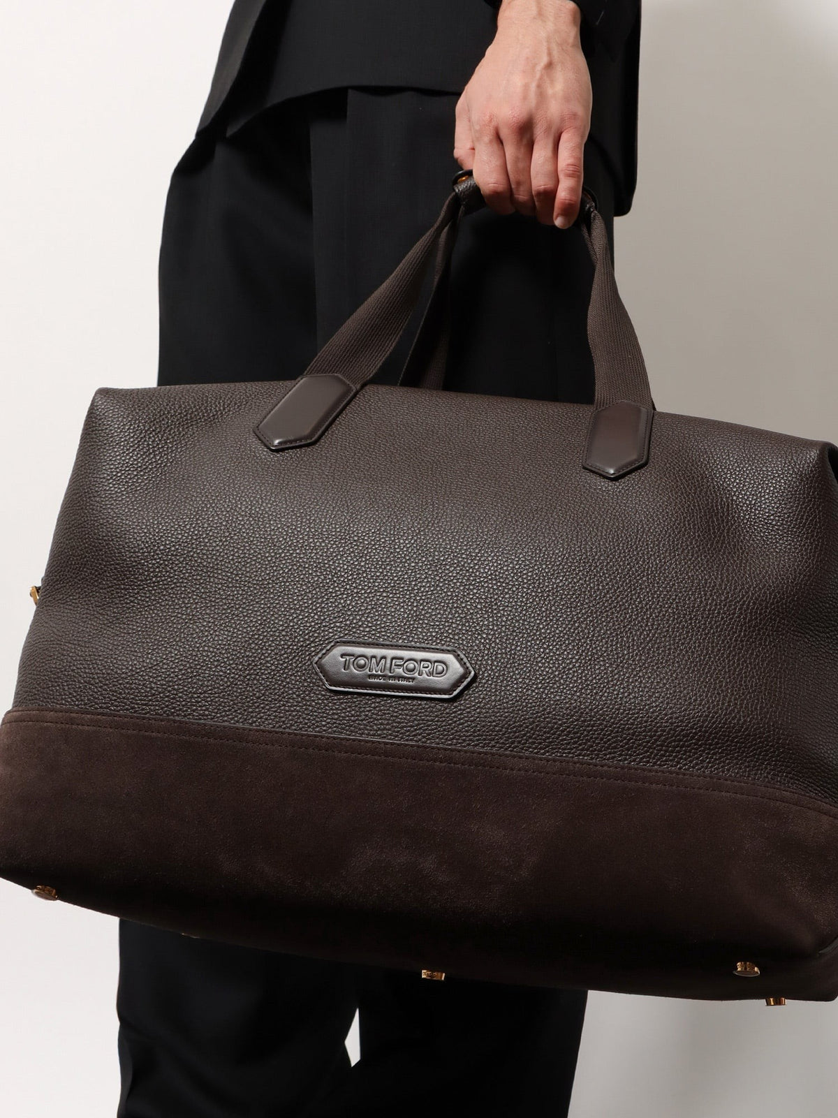 Tom Ford Men's Leather Travel Bag Brown, view 2