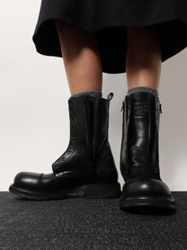 Balenciaga Women's Leather Truck Laceup Boot Black