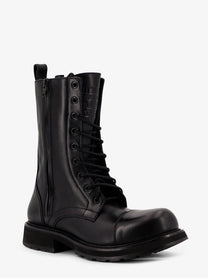 Balenciaga Women's Leather Truck Laceup Boot Black