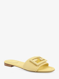 Fendi Women's Leather Tube Sandals Gold