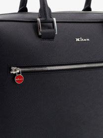 Kiton Men's Leather Work Bag Black