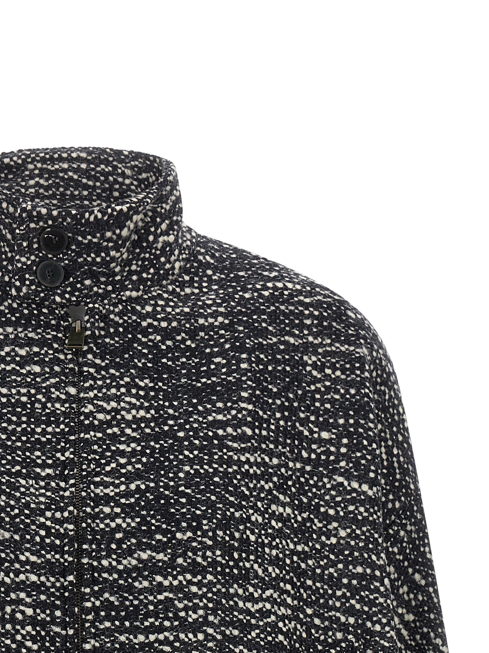 DARKPARK Lee Bouclé Wool Bomber Jacket White