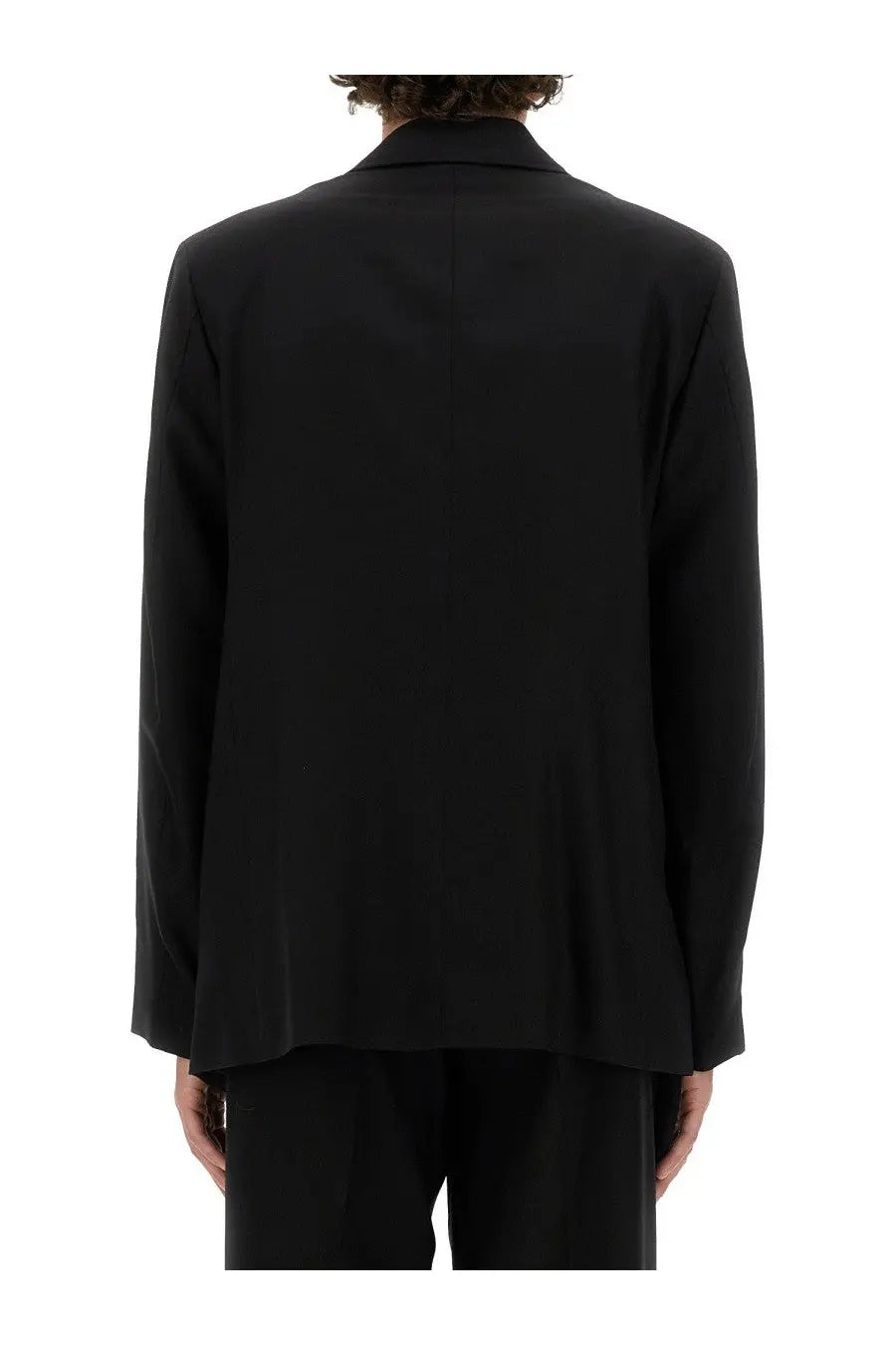 Our legacy men’s blazer doppiopetto black with sleek minimalist design and smooth fabric in black color