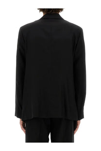 Our legacy men’s blazer doppiopetto black with sleek minimalist design and smooth fabric in black color