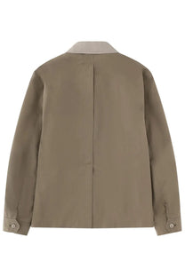 Our Legacy men’s beige cotton blazer jacket with a contrasting light beige collar and buttoned cuffs