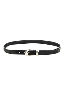 Our legacy men’s cintura in pelle black leather belt with silver-toned buckle and subtle textured surface