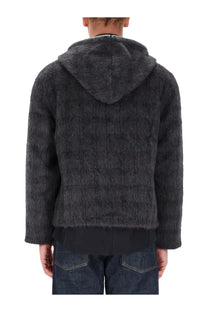 Our Legacy men’s hoodie grey dark gray plush faux-fur textured hooded jacket with a fuzzy soft material