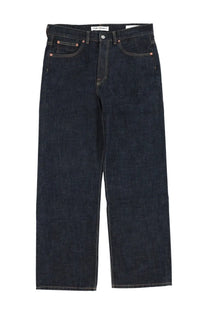 Our Legacy men’s dark indigo denim jeans with copper hardware and a straight-leg cut