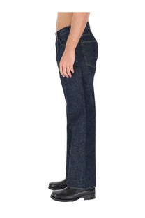 Our Legacy men’s jeans third cut blue dark indigo denim with straight-leg cut and classic five-pocket design