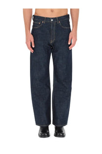 Our Legacy men’s jeans third cut blue dark indigo denim with straight-leg cut and classic five-pocket design