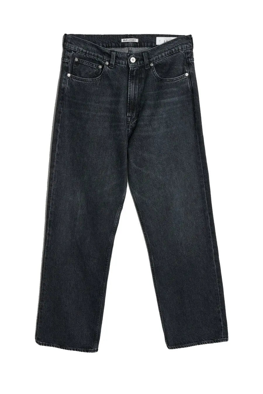 Our Legacy men’s jeans third cut grey dark-wash denim with straight-leg cut and classic five-pocket design