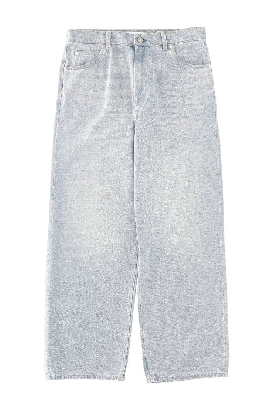 Our Legacy men’s jeans vast cut blue light-wash denim with relaxed wide-leg cut and classic five-pocket design
