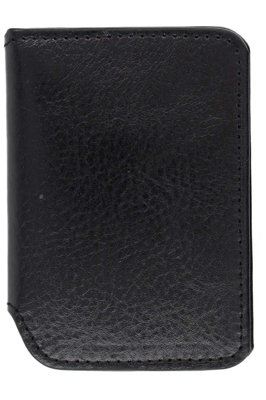 Our Legacy men’s leather card holder in black with textured surface and stitched edges