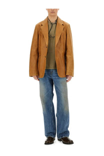 Tan suede blazer from Our Legacy men’s leather opening blazer brown with a soft suede finish and tailored fit