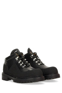 Our Legacy men’s leather quest shoe black high-top boots with rugged matte finish and silver-toned eyelets