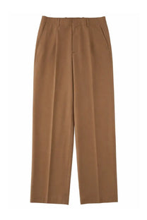 Our Legacy men’s pantalone sartoriale con pieghe brown high-waisted trousers with pleated front and straight-leg cut