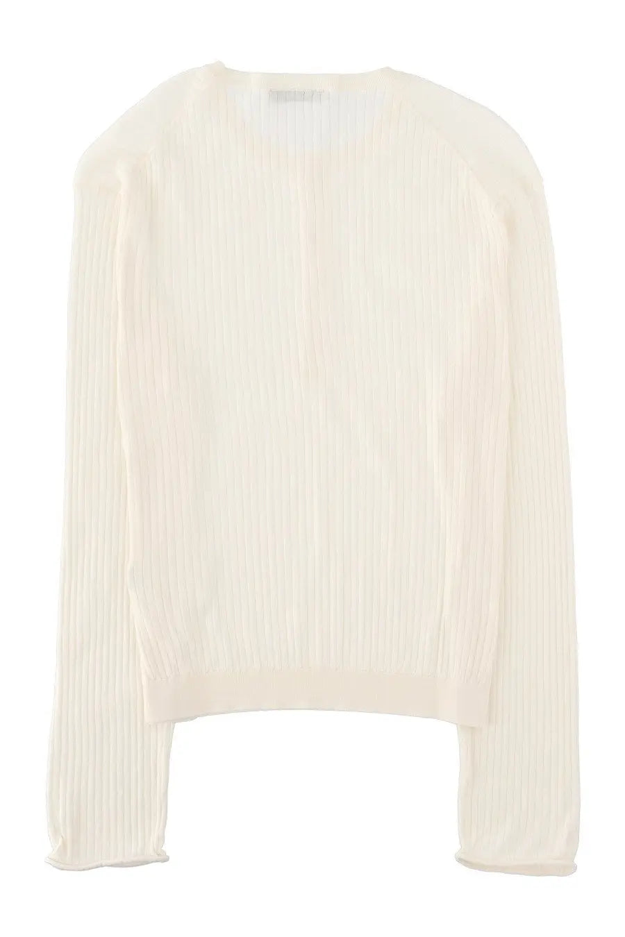 Our legacy men’s shirt fine henley white in cream-colored ribbed knit with long sleeves and a relaxed cropped fit