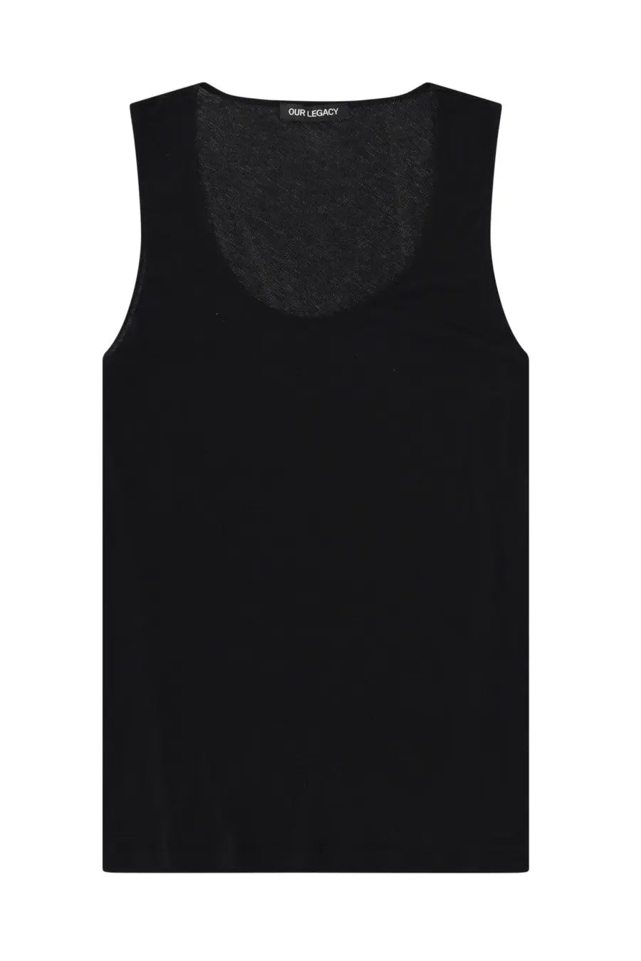 Our Legacy men’s tank top in athletic black features a soft lightweight fabric with subtle textured interior lining