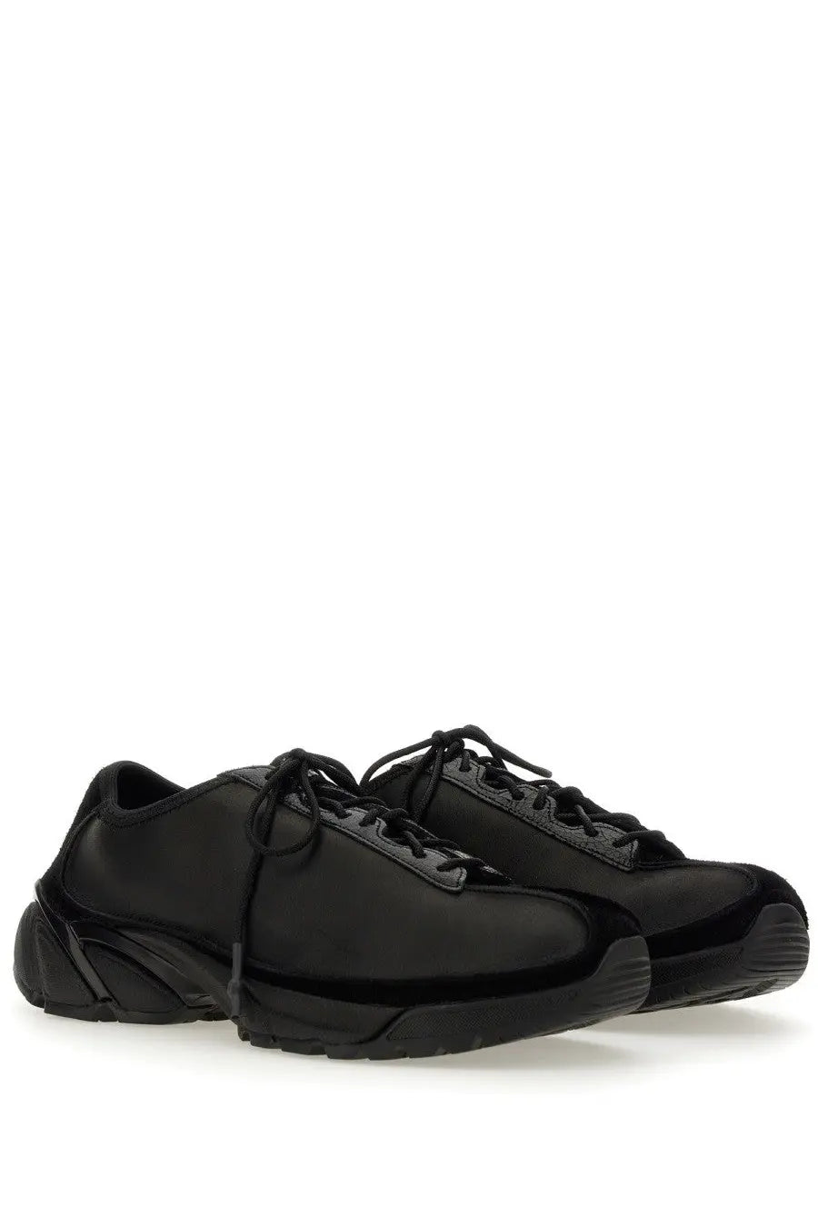 Black leather our legacy unisex klove sneaker with chunky sculpted sole and matching laces