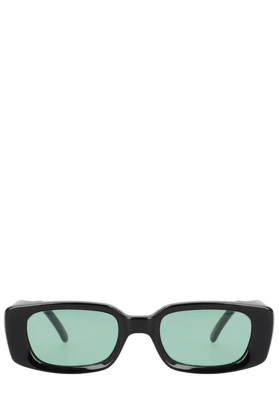 Our Legacy unisex Samhain sunglasses in black feature light green tinted lenses and a sleek rectangular frame