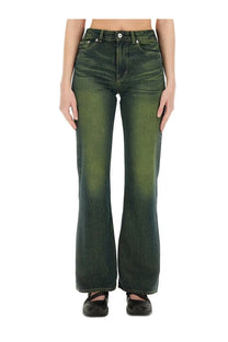 Our Legacy women’s boot cut Malibu jeans green dark green faded denim high waist with classic five-pocket design