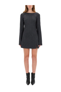 Our Legacy women’s firm grey mini dress with long sleeves textured fabric and subtle side slit