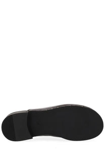 Our Legacy women’s sandal Naoto black showing black rubber sole with textured grip pattern and low block heel