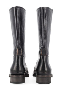 Our Legacy women’s Stivale Haul Camion black knee-high leather boots with matte finish and subtle stitching details