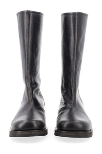 Our Legacy women’s Stivale Haul Camion black leather knee-high boots with sleek minimalist design and subtle stitching details