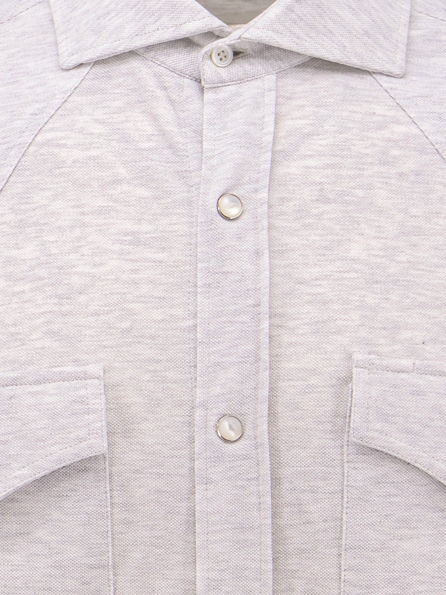 Brunello Cucinelli Men's Piqué Cotton Shirt Grey