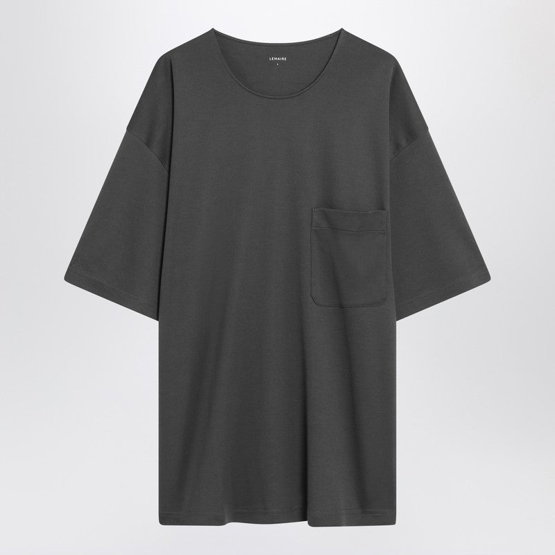 Lemaire - LEMAIRE Charcoal grey cotton and silk T-shirt - Topwear