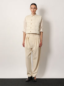 LEMAIRE - Lemaire Pleated Tailored Wool Blend Trouser - Women’s Pants