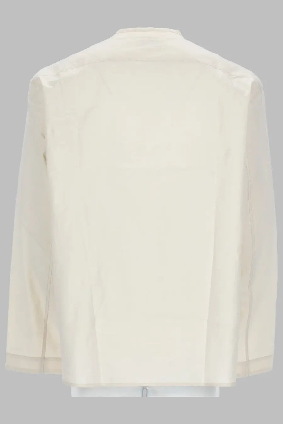 Lemaire men’s camicia vareuse white cream-colored long-sleeved blouse with subtle sheen and soft drape